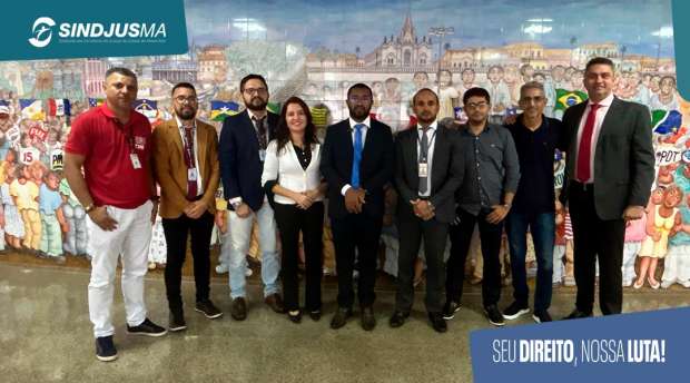 Vice-diretor Finaceiro do Sindjus-MA, Ednésio Silva; diretor de Esporte e Lazer, Andresandro Resende; secretário-geral, Artur Estevam Araújo; diretora de Combate ao Assédio, Joyce Negromonte; presidente da entidade, George Ferreira; vice-presidente, Fagner Damasceno; Thiago Pessoa (membro do Conselho de Ética); Francisco Marques e o diretor Financeiro, Márcio Luís Andrade 